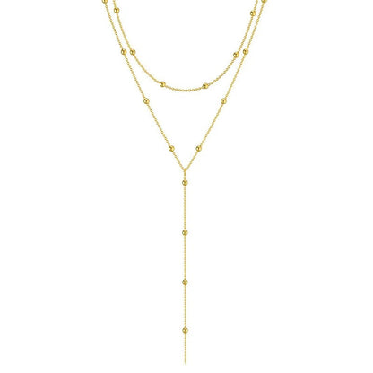 Women’s Metal Geometric Bead Double Layer Necklace