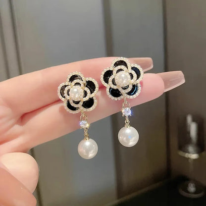 Mini Beads Flower Drop Earrings Women Pearl Dangle Jewelry