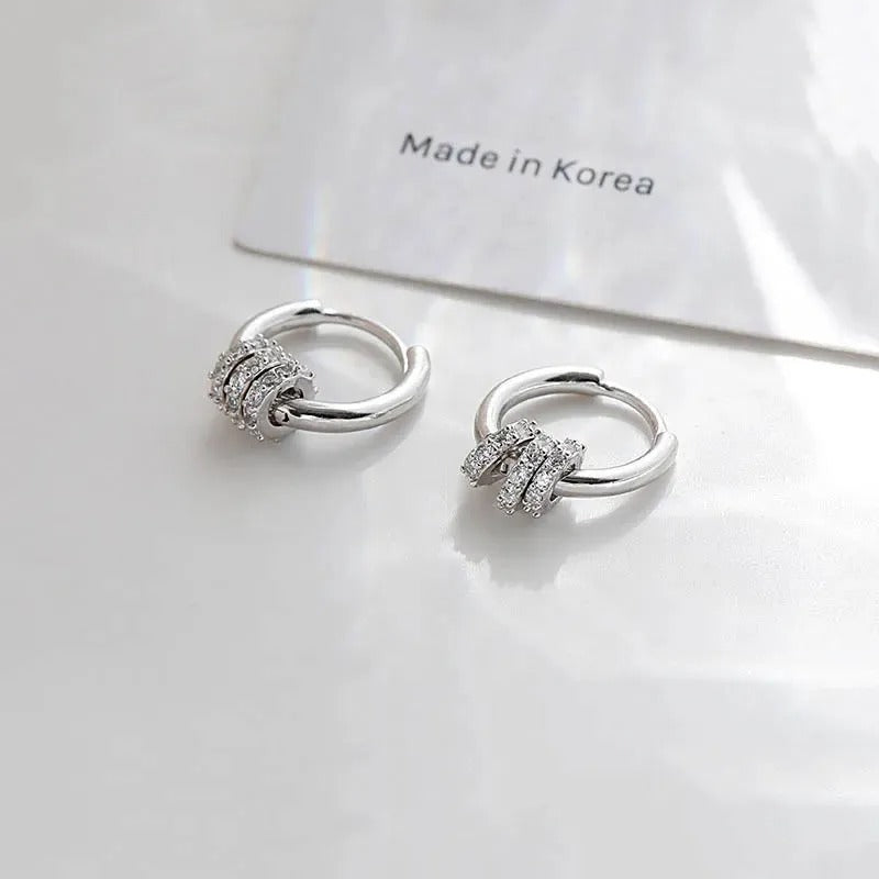 Sterling Silver Small Zircon Circle Hoop Earrings for Women