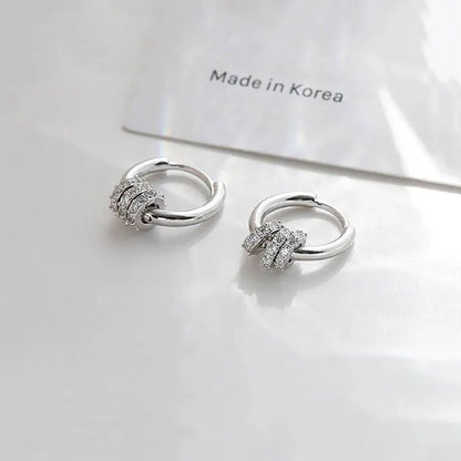 Sterling Silver Small Zircon Circle Hoop Earrings for Women