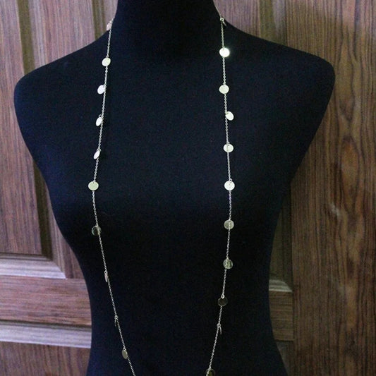 Long Bohemia Trendy Women Jewelry Statement Necklace Personality Sequins Pendant Maxi Collar Chain