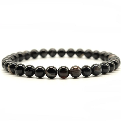 Minimalist Black Agate Bead Bracelet Men Natural Stone Jewelry