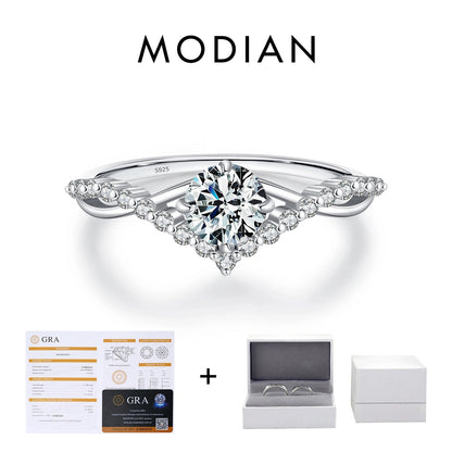 MODIAN Crown D Color Moissanite Ring Delicate Lab Diamond Ring 925 Sterling Silver For Women Wedding Engagement Jewelry