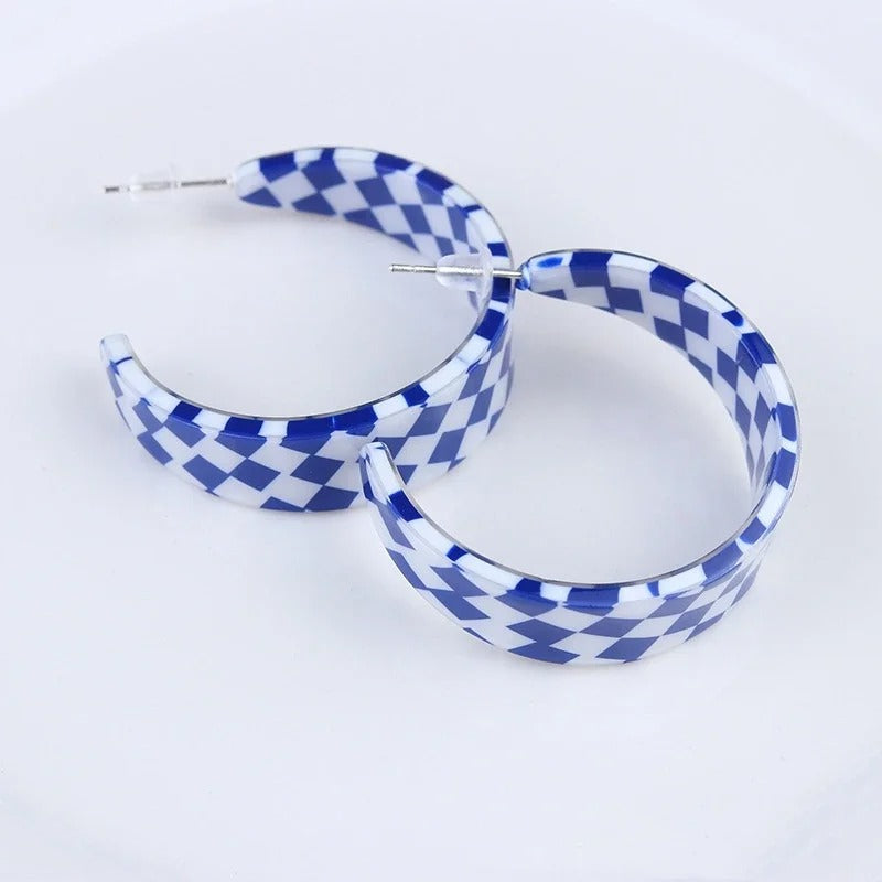 Leopard Acrylic Hoop Earrings Retro C-Shaped Twist Design