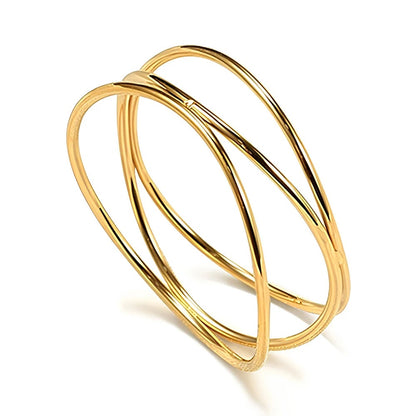 Top-Selling Three Layered Wave Ring for Women 18K Gold PVD Plated Stainless Steel, Waterproof & Trendy 2025 Jewelry