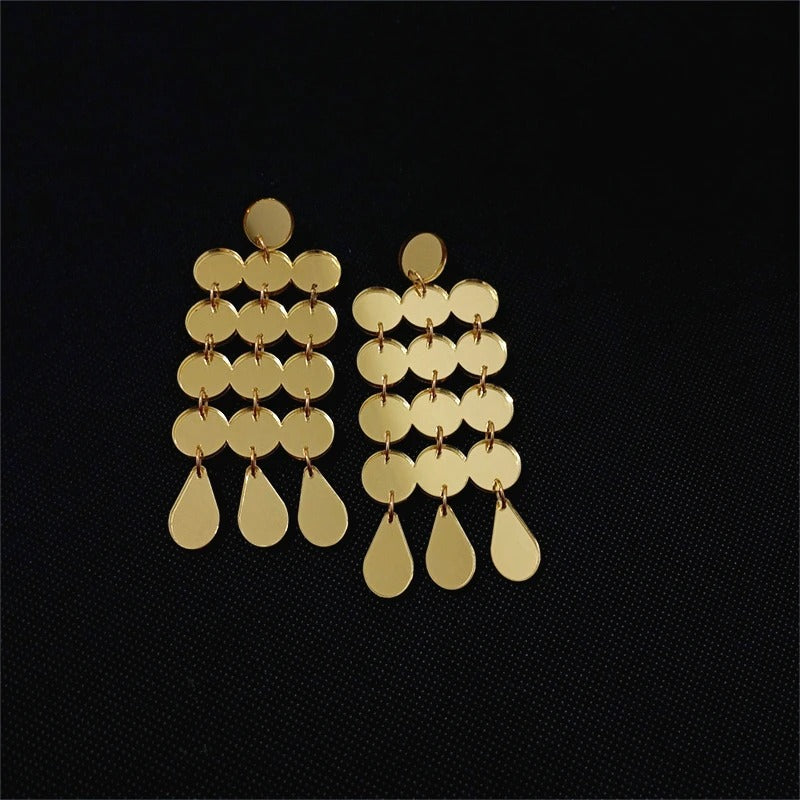 Dots Big Mirror Drop Earrings for Women Geometric Silver Gold Color Trendy Acrylic Jewelry Accessories