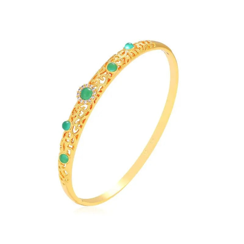 Jewelry-- Vintage Red / Green Aulic Style Bangles For Women Fashion Jewelry Gold Plated Gold Plated