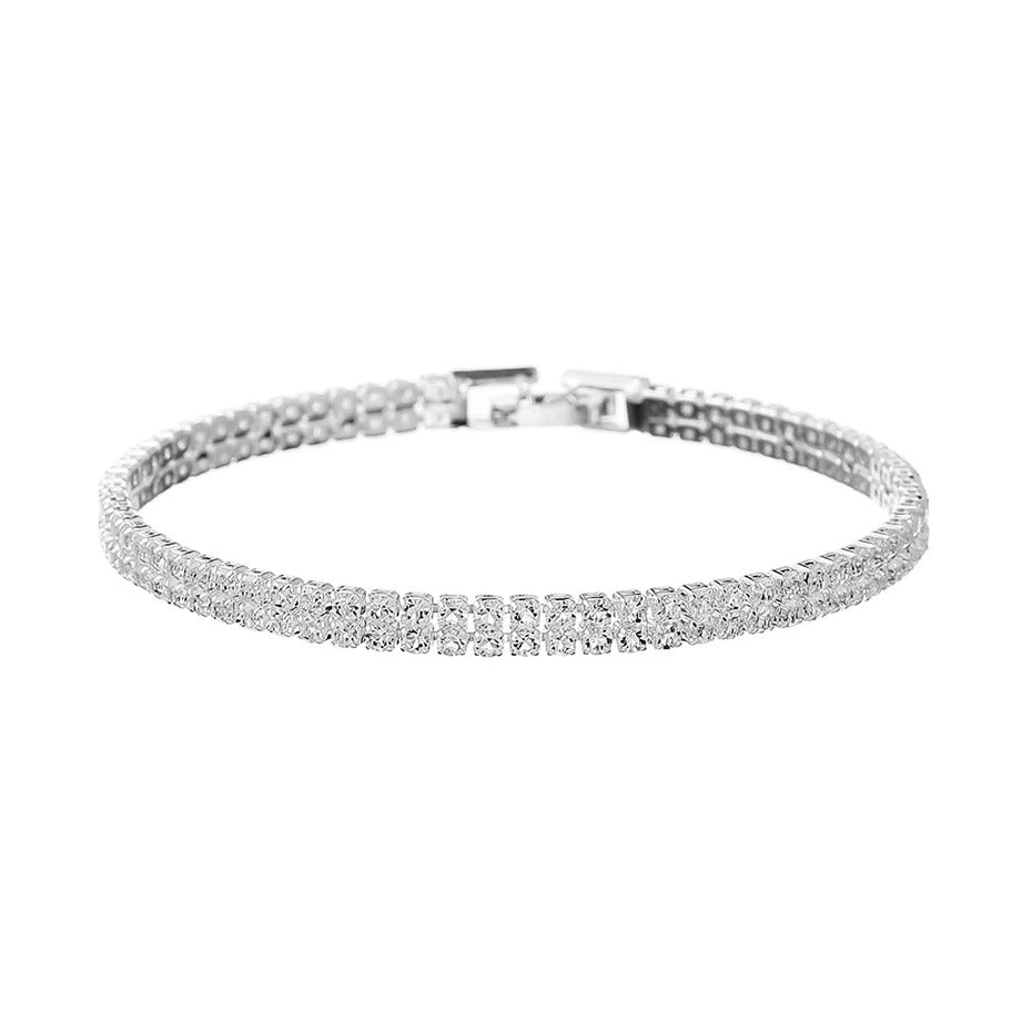 Miallo Austrian Crystal Chain Bracelet Slim Wedding Jewelry for Women