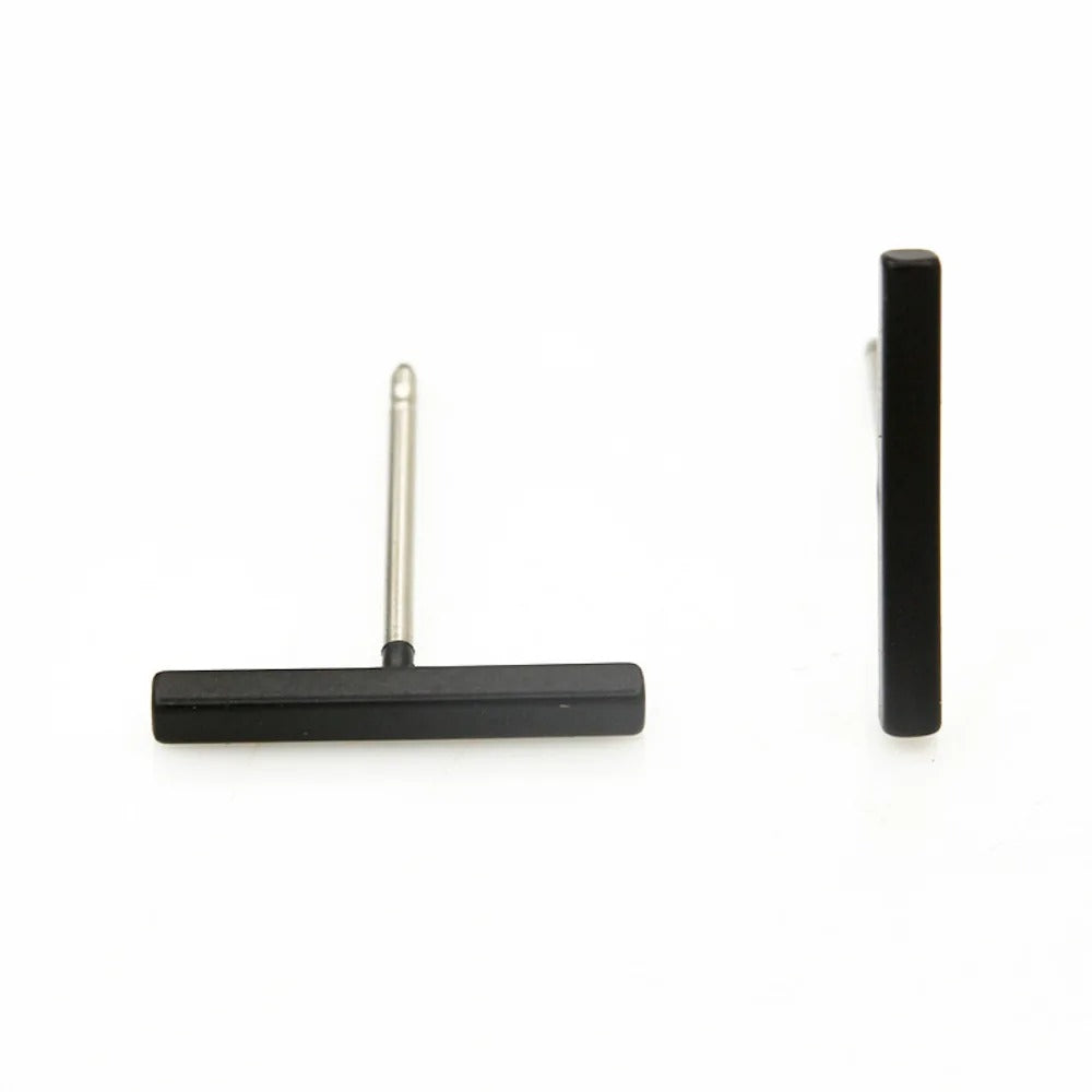 2025 Fashion Gold/Black Color Punk Simple T Bar Earrings For Women Ear Stud Fine Jewelry