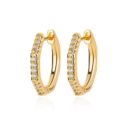 Trending Blue Zircon Oval Hoop Earrings Women Wedding Party Gift