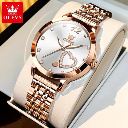 Luxury Romantic Women’s Quartz Watch OLEVS 5189 Stainless Band