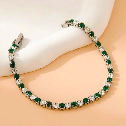 Cubic Zircon Tennis Bracelets For Women Stainless Steel Silver Color Dazzling Crystal Hand Chain Fashion Bracelet Jewelry Gifts