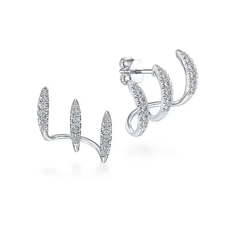 925 Sterling Silver Claws Stud Earrings with Crystal Gold Earring AAA Stone Modern Design Fashion Accessories Women 2025 Jewelry