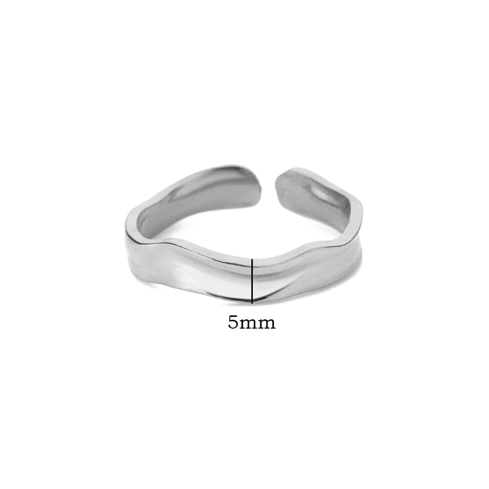 Minimalist Gold Open Ring – Stainless Steel Textured Adjustable Wedding Jewelry for Women.