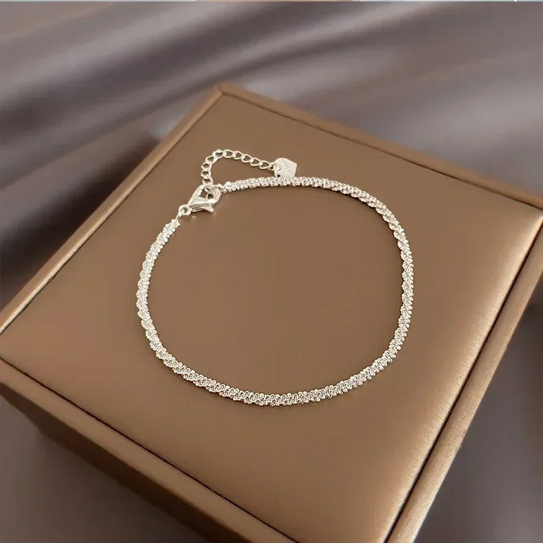 Silver Double Love Heart Hollow Round Beads Bracelet Female Fashion Romantic Jewelry Classic Adjustable Gifts
