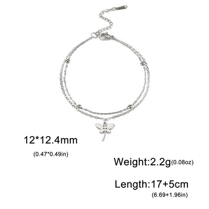 Dragonfly Double Layer Charm Bracelet Stainless Steel Women’s Jewelry