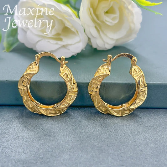Women’s Trendy Gold Plated Large Circle Earring Set Jewelry