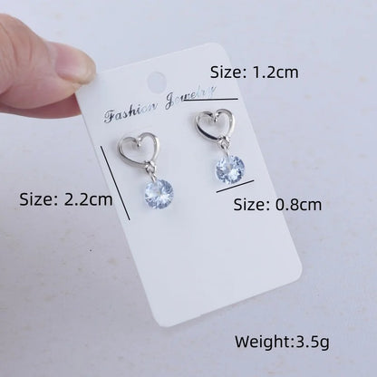 3D Round Rhinestone Drop Earrings for Women Gold Silver Dangle Jewelry