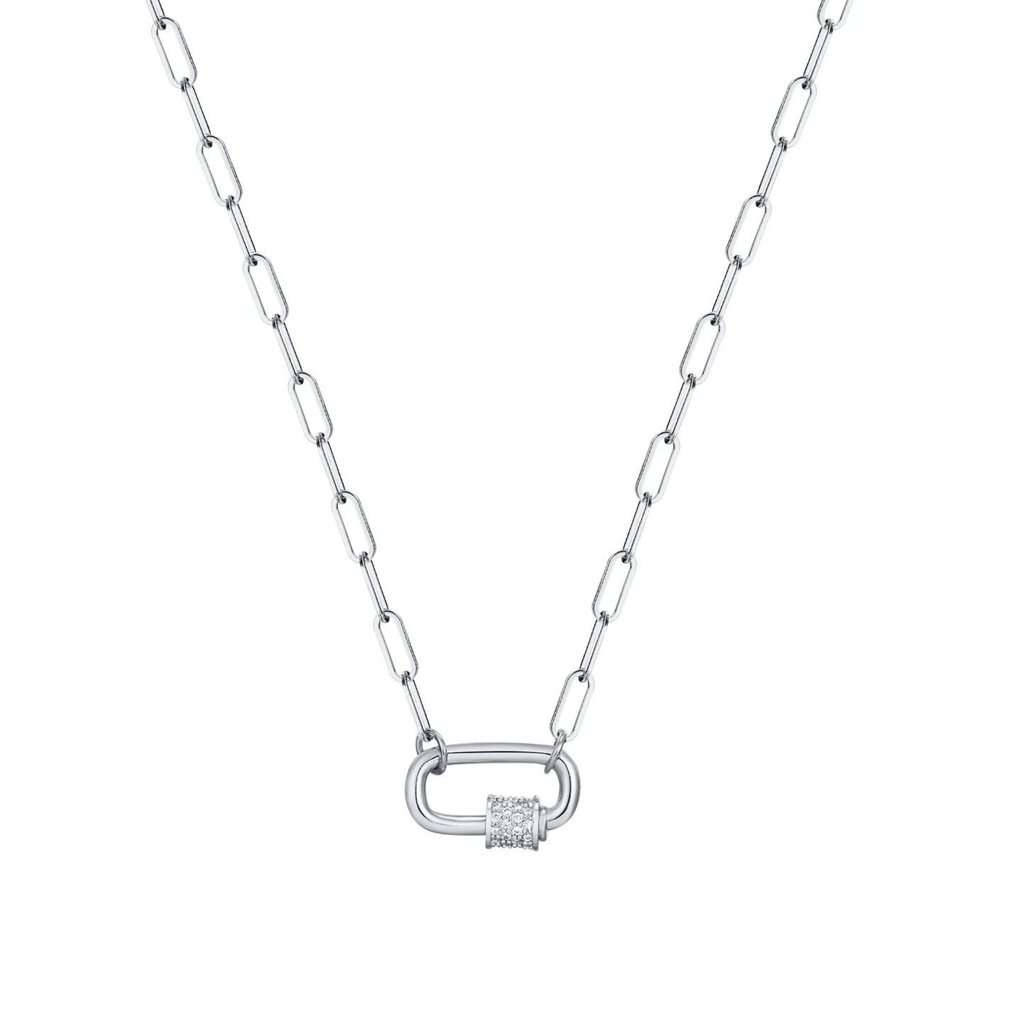 18K Gold Plated Paperclip Safety Pin Pendant Necklace Women