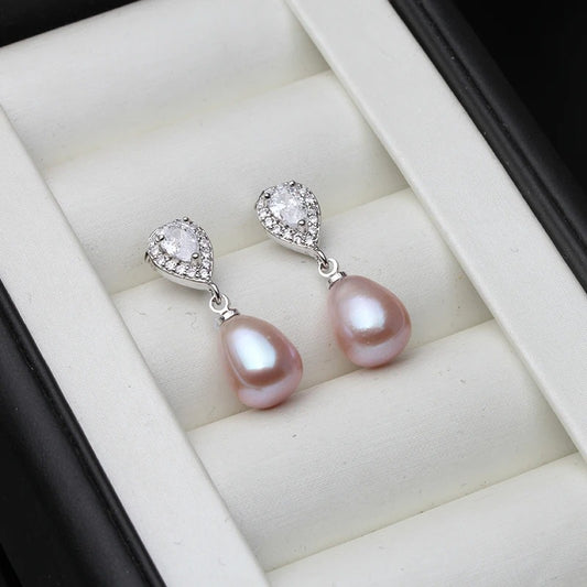 Vintage 925 Sterling Silver Freshwater Pearl Earrings – Elegant Bridal & Gift Jewelry for Women