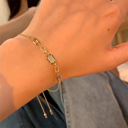 Luxury Gold Zircon Bracelet Adjustable 18K Plated Jewelry for Women