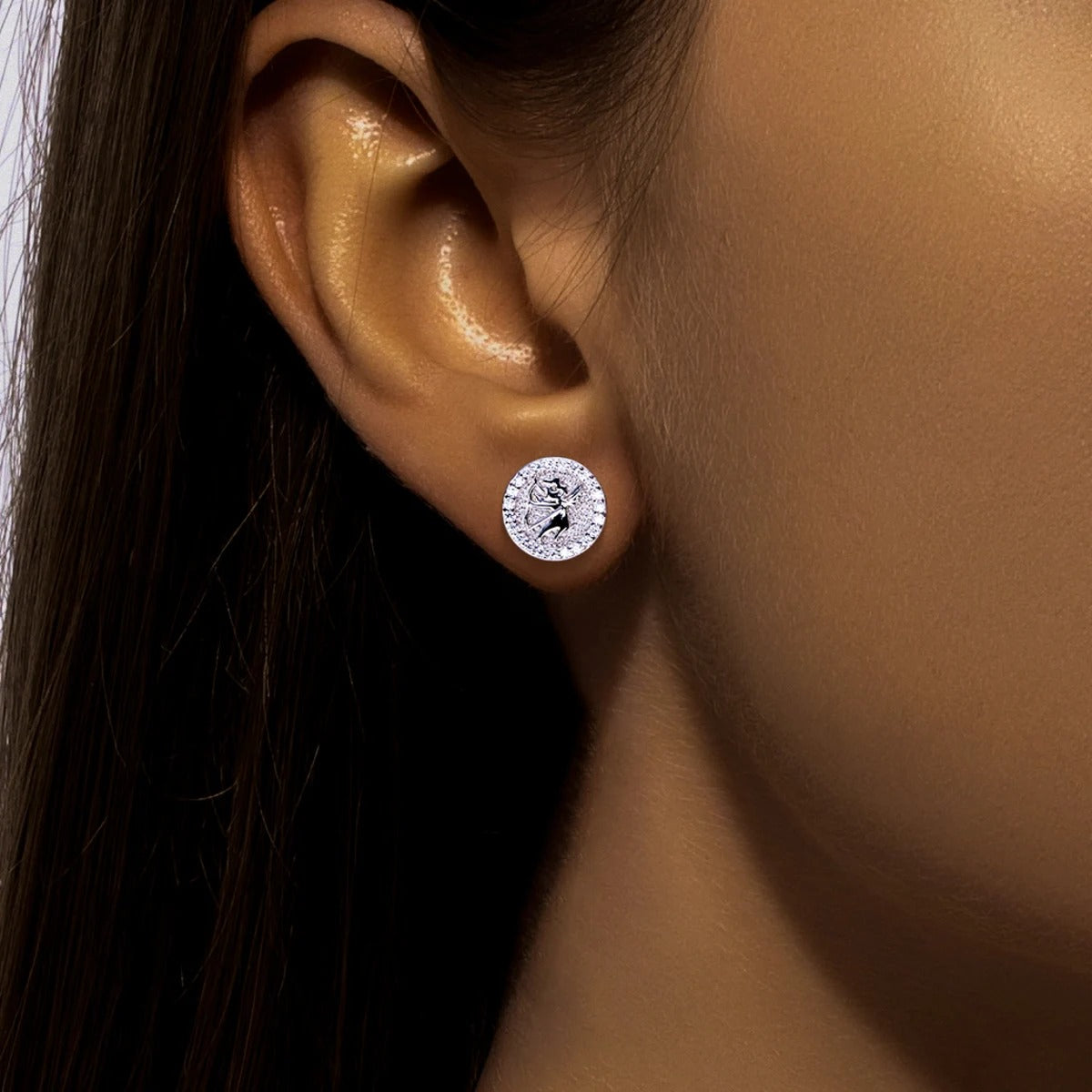 925 Silver Moissanite Stud Earrings Angel Design Unisex Jewelry