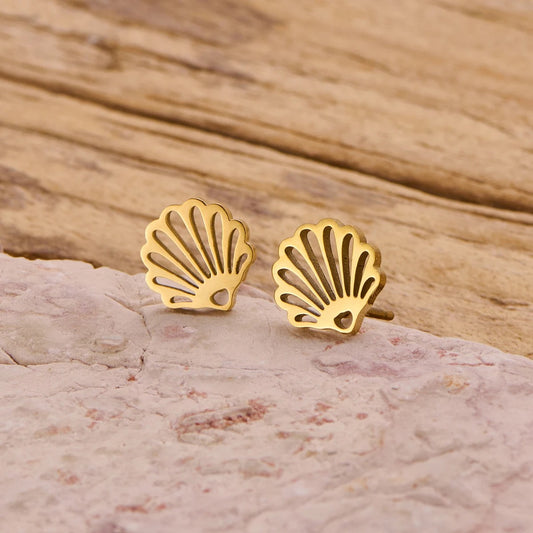 Women Summer Beach Conch Shell Earrings Vintage Gold Fashion Jewelry