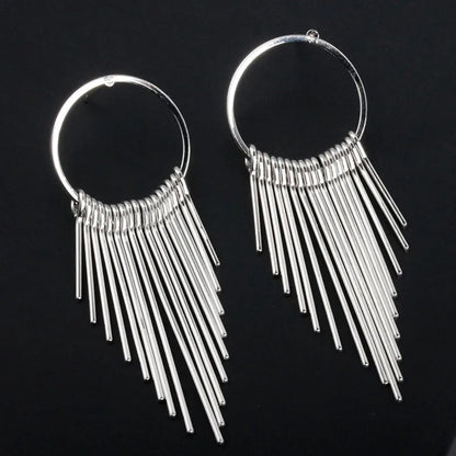 Metal Tassel Earrings Women Multi-Layer Geometric Dangle Jewelry