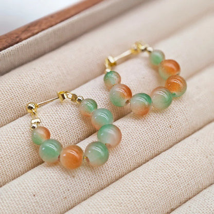 Women’s Jade Beaded Earrings Colorful Temperament Ethnic Jewelry