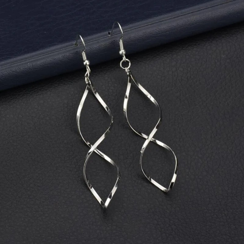 Simple Spiral Curved Digital Shaped Earrings Hollow Out Korea Women's Ear Ornament Arc Crossed Pendant Earrings