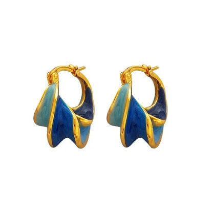 Gold Plated Enamel Small Hoop Earrings Creative Statement Jewelry