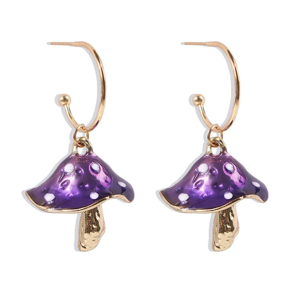 Colorful Mushroom Earrings Personalized Women's Oil Drops Small Mushroom Earrings Holiday Party Girls Jewelry Gift