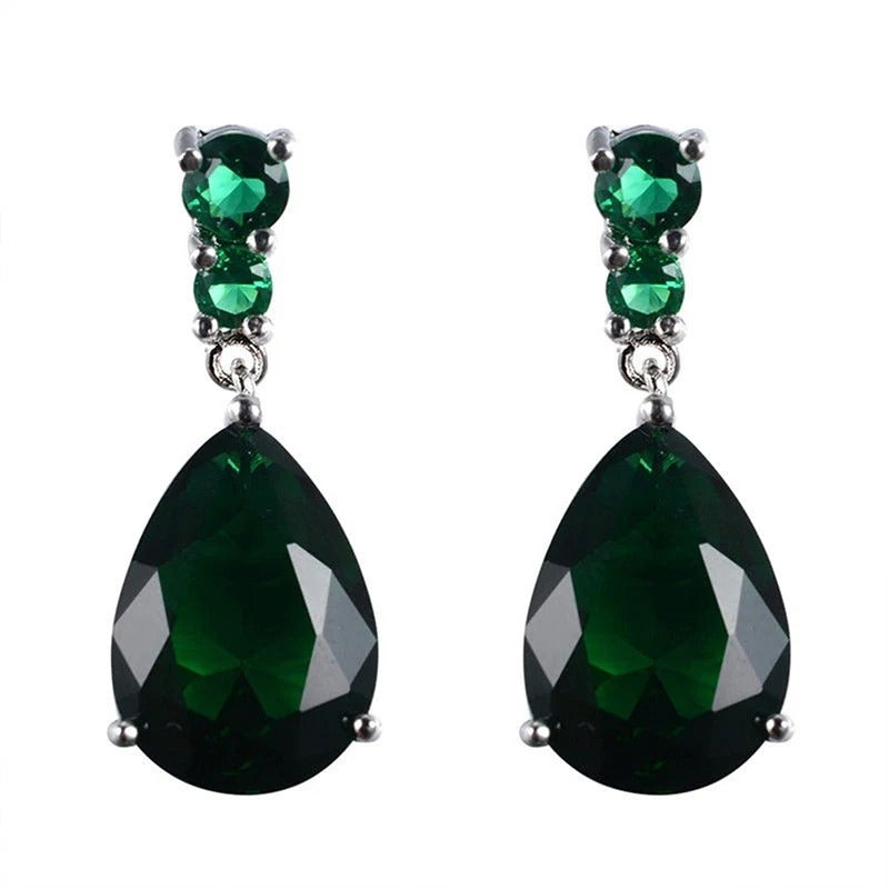 Light Luxury Dangle Earrings For Women Purple Crystal Floral Pattern Drops Earrings Elegant Banquet Jewelry