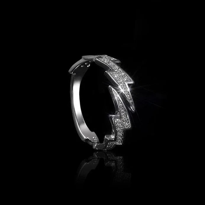 Trendy EKG Irregular Silver Lightning Finger Ring Unisex