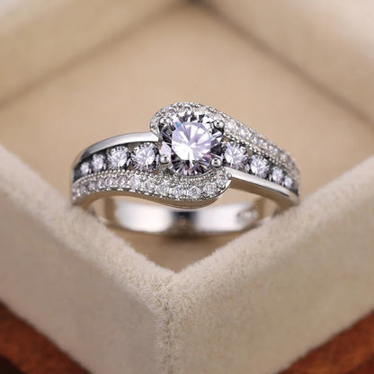 Huitan Special-interest Black Stone Women Wedding Ring Dazzling Crystal Zircon Delicate Gift Top Quality Female Classic Jewelry