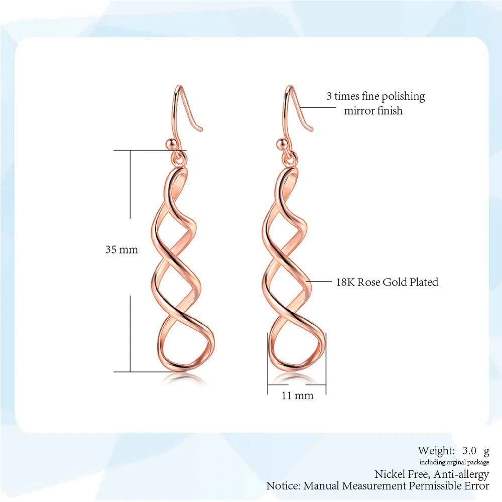 Double Loop Dangle Earrings Women Long Wave Drop Jewelry