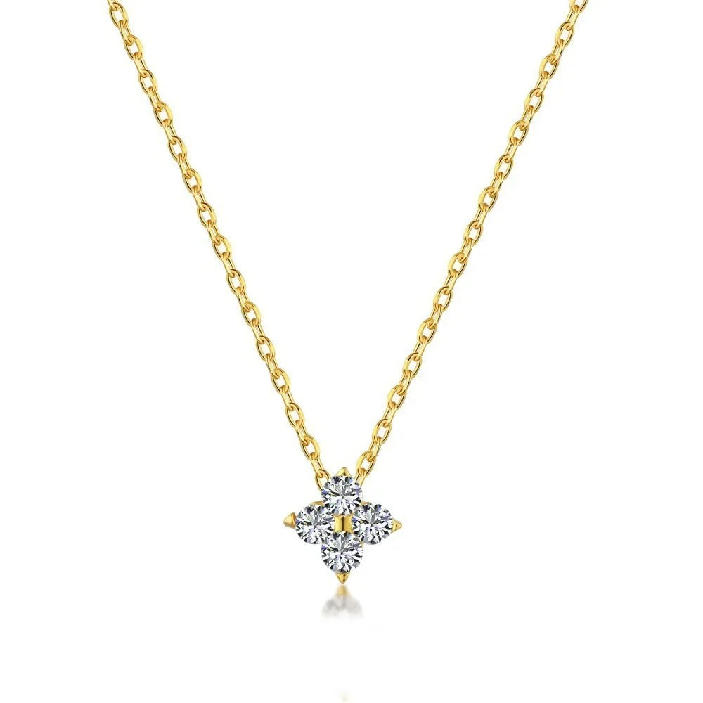 18K Gold Plated Four Leaf Clover Zircon Necklace for Women