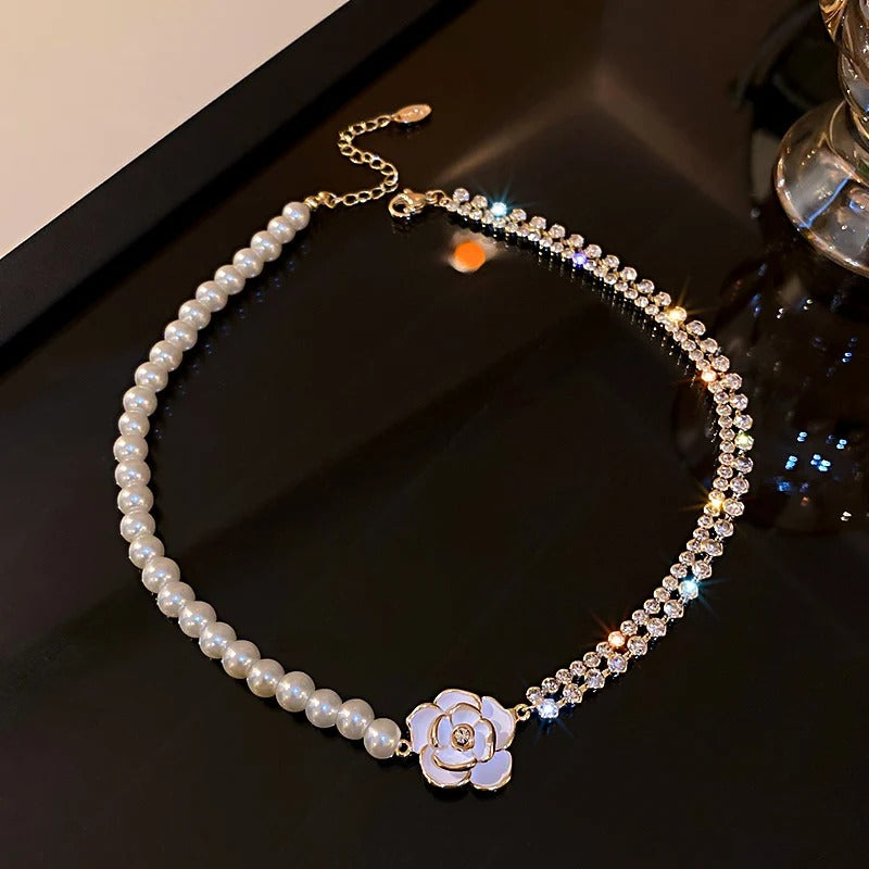 High Quality Handmade Black Crystal Choker Necklaces for Women Elegant Camellia Necklaces Wedding Banquet Jewelry