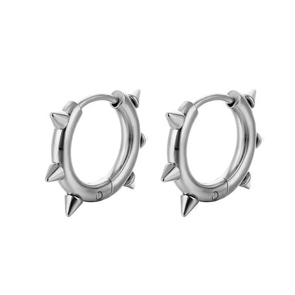 Gothic Rock Hiphop Spike Hoop Earrings Stainless Steel Unisex