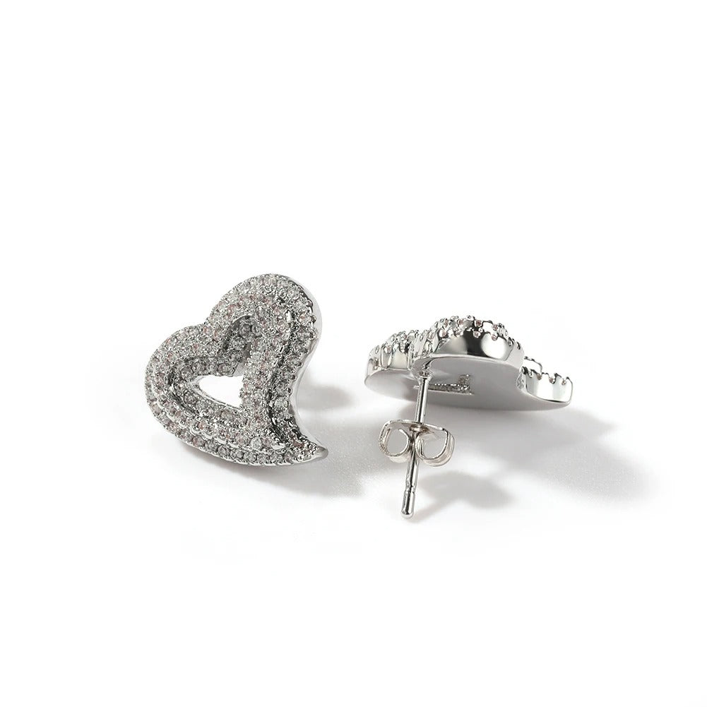 Heart Openwork Iced Out Cubic Zircon Earrings Minimalist Jewelry
