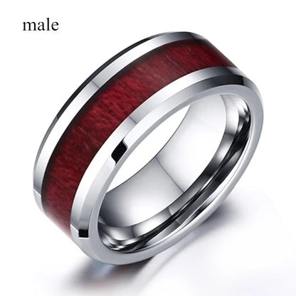 Women’s Heart Crystal Ring & Men’s Stainless Steel Wedding Band
