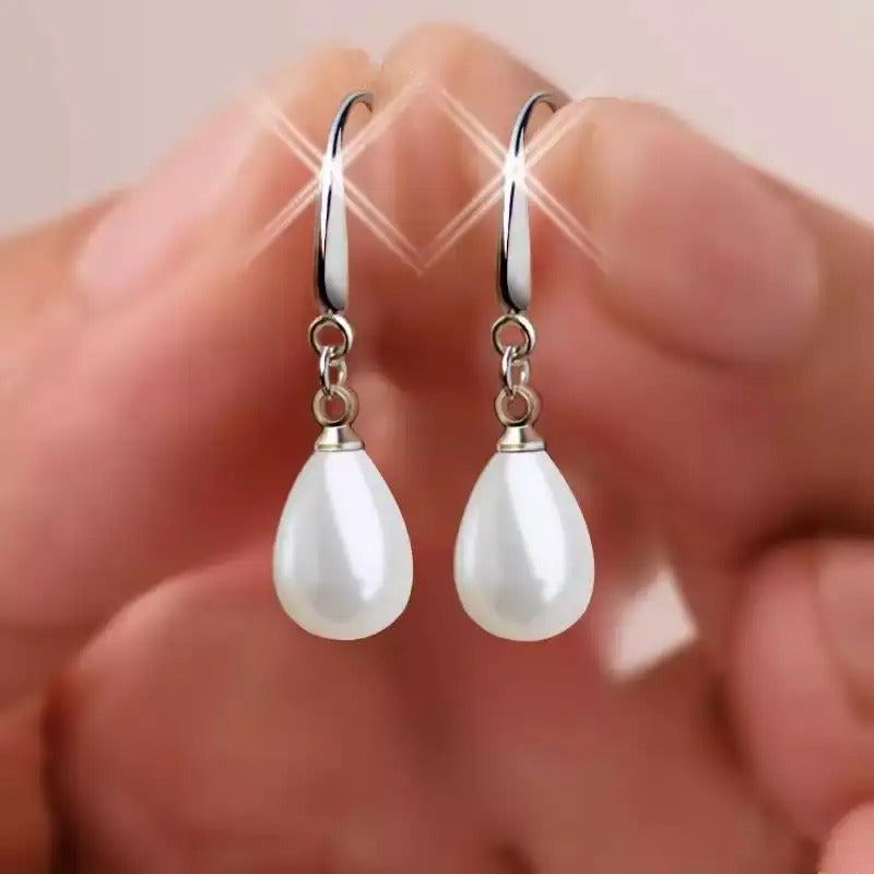 New Pearl Red Drop Earring for Women Fancy Colorful Simulated-pearl Long Earring Trendy Jewelry Gift