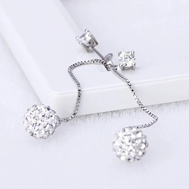 925 Silver Crystal Tassel Earrings Long Drop Jewelry for Women