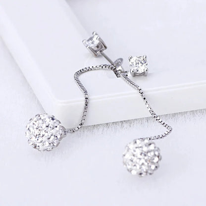 925 Silver Crystal Tassel Earrings Long Drop Jewelry for Women