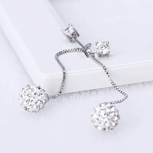925 Silver Crystal Tassel Earrings Long Drop Jewelry for Women