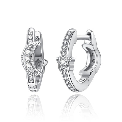 925 Sterling Silver Rose Gold Star and Moon Earrings