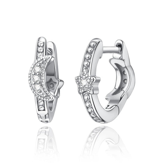 Beautiful 925 Sterling Silver Rose Gold Combination Ring Star and Moon Irregular Earrings Matching Jewelry Gifts for Sisters