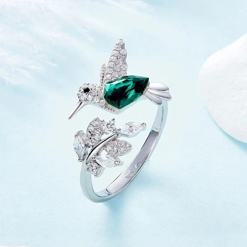 Green Hummingbird Adjustable Ring Trendy Fashion Jewelry for Women