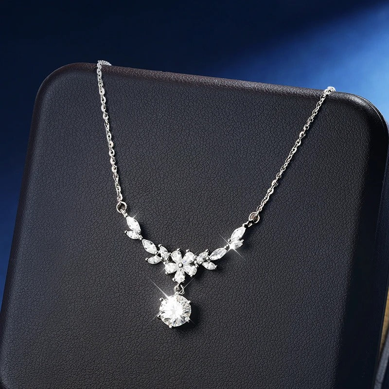 D Color Moissanite Cassia Twig Necklace S925 Silver Women