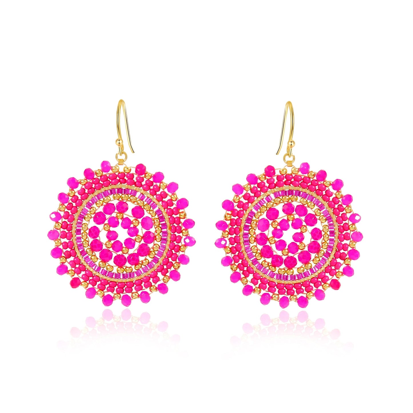 Handmade Crochet Crystal & Seed Beads Drop Earrings Women